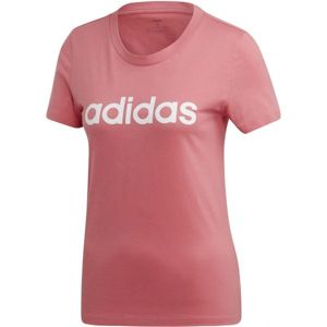 adidas ESSENTIALS LINEAR SLIM TEE Dámske tričko, ružová,biela, veľkosť