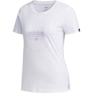 adidas W ADI CLOCK TEE Dámske tričko, biela,fialová, veľkosť