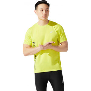 Asics SMSB RUN SS TOP Pánske bežecké tričko, reflexný neón, veľkosť M