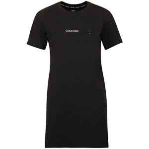 Calvin Klein EMBOSSED ICON LOUNGE-S/S NIGHSHIRT Dámske šaty, čierna, veľkosť S