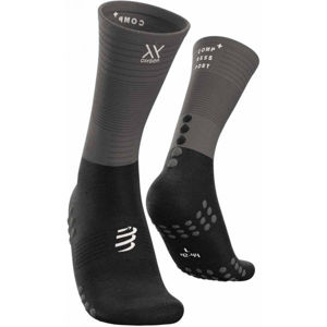 Compressport MID COMPRESSION SOCKS sivá T4 - Vysoké  bežecké ponožky