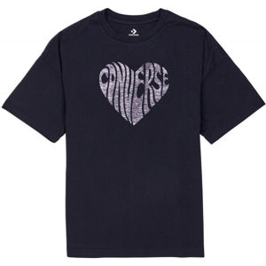 Converse WOMENS HEART REVERSE PRINT TEE Dámske tričko, čierna, veľkosť XS