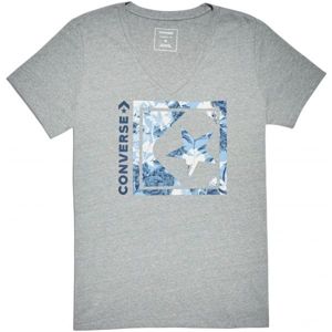 Converse LINEAR FLORAL BOX STAR VNECK TEE sivá XS - Dámske tričko