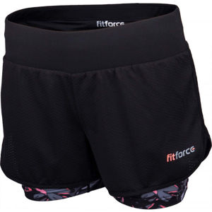 Fitforce ALBONA Dámske  fitness šortky 2 v 1, čierna, veľkosť S