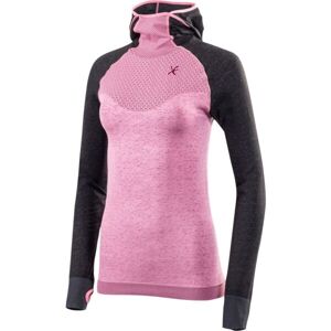 Klimatex ENNY Dámske seamless tričko s dlhým rukávom a kapucňou, ružová, veľkosť L/XL