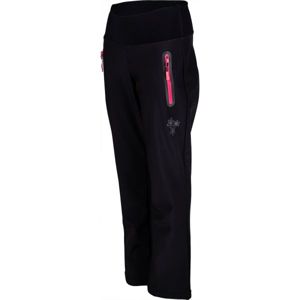 Lewro ALINA Dievčenské softshellové nohavice, čierna,ružová, veľkosť