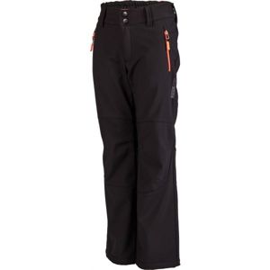 Lewro DAYK Detské softshellové nohavice, čierna,oranžová, veľkosť