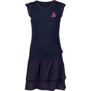 Lewro MARLA Dievčenské šaty s volánmi, tmavo modrá,ružová, veľkosť
