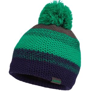 Lewro RONAN Chlapčenská pletená čiapka s brmbolcom, zelená, veľkosť 12-15