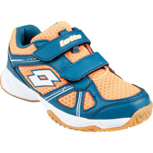 Lotto JUMPER 400 CL S Detská sálová obuv, oranžová,modrá,biela, veľkosť