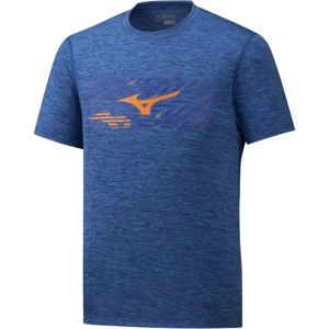 Mizuno IMPULSE CORE WILD BIRD TEE modrá M - Pánske bežecké tričko
