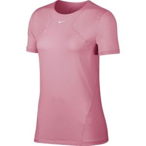 Nike NP TOP SS ALL OVER MESH W ružová L - Dámske tréningové tričko