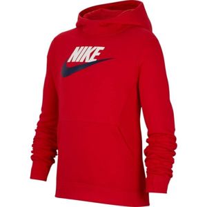 Nike NSW PO HOODIE CLUB FLC HBR Chlapčenská mikina, červená, veľkosť XS