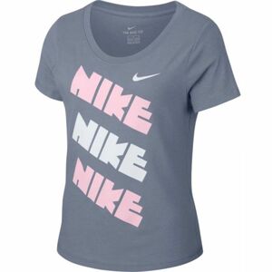 Nike SPORTSWEAR TEE HOUNDSTOOTH SCOOP Dievčenské tričko, sivá, veľkosť M