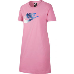 Nike NSW TSHIRT DRESS FUTURA G Dievčenské šaty, ružová, veľkosť L