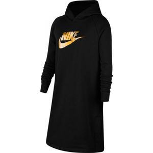 Nike NSW SHINE GX HD DRESS PR G Dievčenské šaty, čierna,oranžová, veľkosť