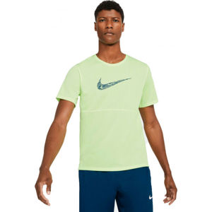Nike BREATHE RUN TOP SS WR GX M Pánske bežecké tričko, svetlo zelená,tmavo sivá, veľkosť