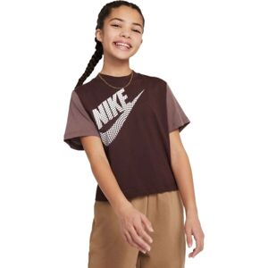 Nike NSW TEE ESSNTL BOXY TEE Dievčenské tričko, hnedá, veľkosť L
