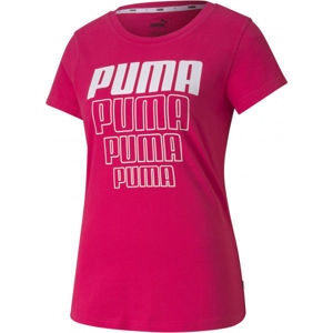 Puma REBEL GRAPHIC TEE Dámske športové tričko, vínová,biela, veľkosť