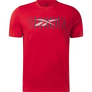 Reebok GS REEBOK LINEAR READ TEE Pánske tričko, červená, veľkosť XXXL