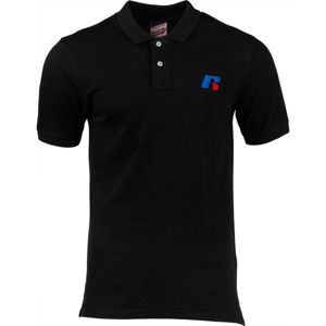 Russell Athletic CLASSIC POLO WITH SLANTED R SATINE EMBROIDERY čierna M - Pánske tričko polo