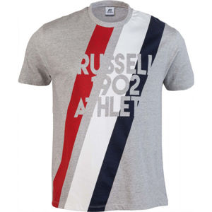 Russell Athletic STRIPE 1902 S/S CREWNECK TEE SHIRT šedá S - Pánske tričko