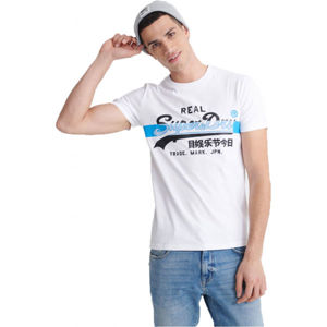 Superdry VL CROSS HATCH TEE Pánske tričko, biela, veľkosť M