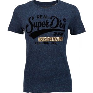 Superdry REAL ORIGINALS FLOCK METALLIC ENTRY TEE tmavo modrá 12 - Dámske tričko