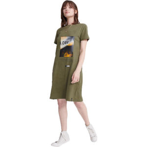 Superdry DESERT GRAPHIC T-SHIRT DRESS Dámske šaty, khaki, veľkosť