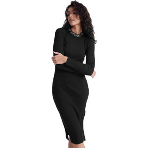 Superdry JACQUARD BODYCON LS MINI DRESS Dámske šaty, čierna, veľkosť 14
