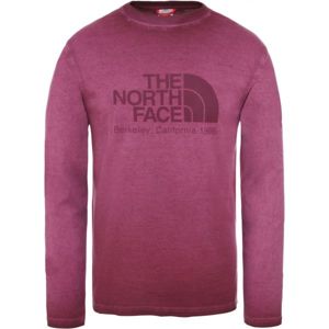 The North Face L/S WASHED BT-EU M vínová S - Pánske tričko s dlhým rukávom