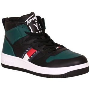 Tommy Hilfiger LEATHER MID CUT BASKET Pánska voľnočasová obuv, tmavo zelená, veľkosť 42