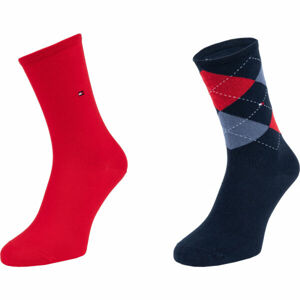 Tommy Hilfiger WOMEN CHECK SOCK 2P Dámske ponožky, červená, veľkosť 39/42