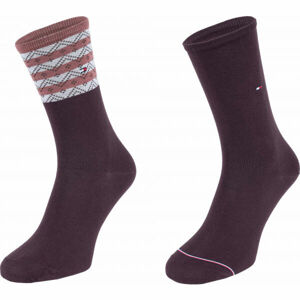 Tommy Hilfiger WOMEN SEASONAL TENCEL SOCK 2P FOLK STRIPE Dámske ponožky, hnedá, veľkosť 39 - 42
