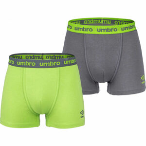 Umbro BOXER SHORT 2 PACK Pánske boxerky, sivá,svetlo zelená, veľkosť