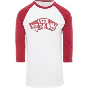 Vans MN OTW RAGLAN Pánske tričko s 3/4 rukávom, biela,červená, veľkosť